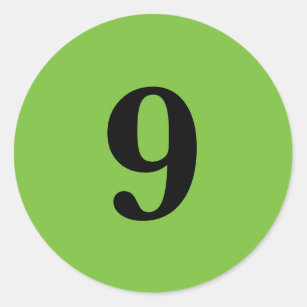 Number Nine planning simple 9 green black Classic Round Sticker