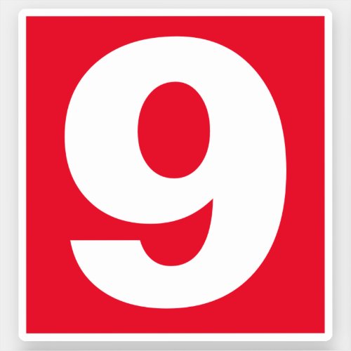 Number Nine Red and White Sticker