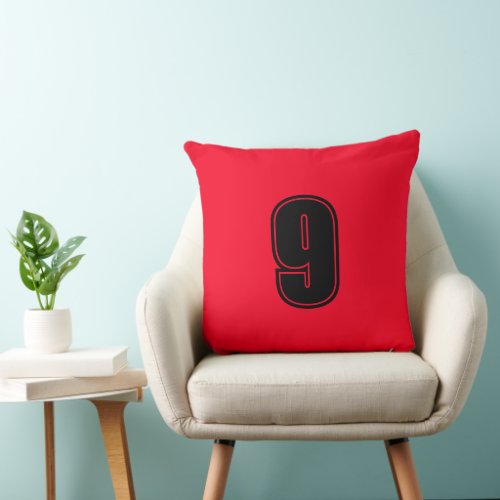 Number Nine Red Black Home Decor Grade A Cotton Throw Pillow