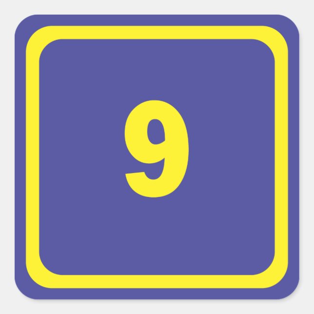 number nine square sticker (Front)