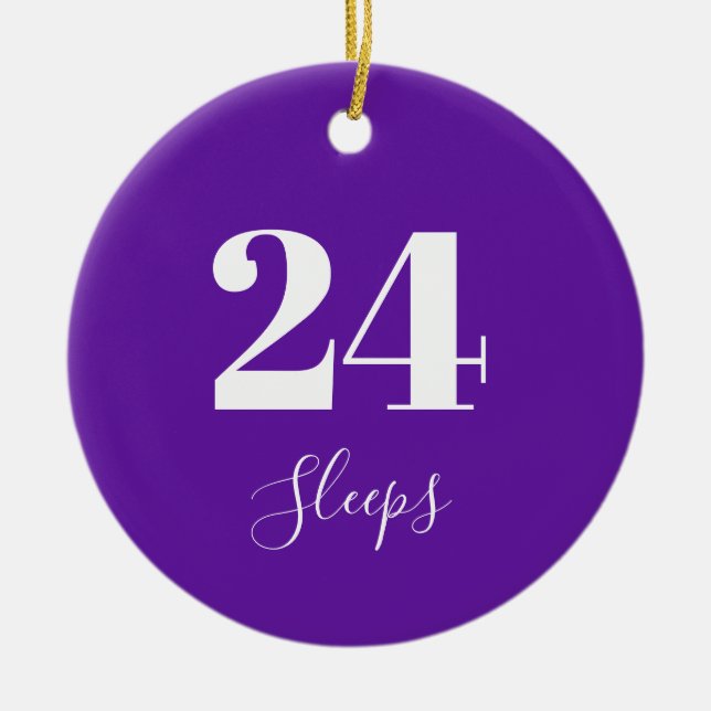 Number of Sleeps to Christmas Purple Ceramic Ornament (Front)