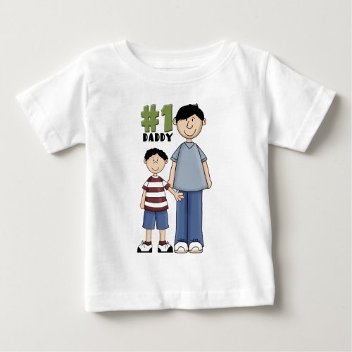 Number one 1 Dad father and boy child Baby T_Shirt