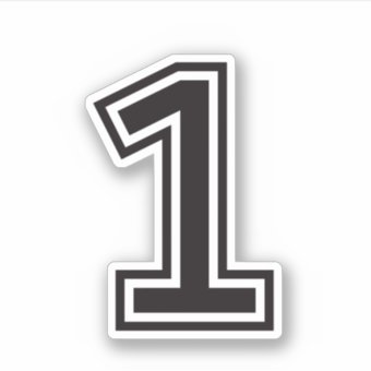 Number one 1 sporty college font sticker | Zazzle