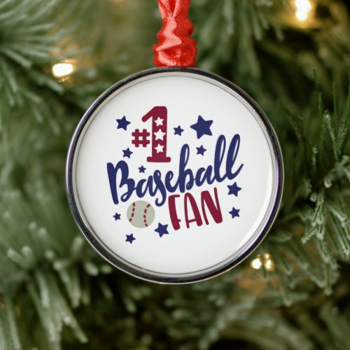 Number One Baseball Fan Metal Ornament