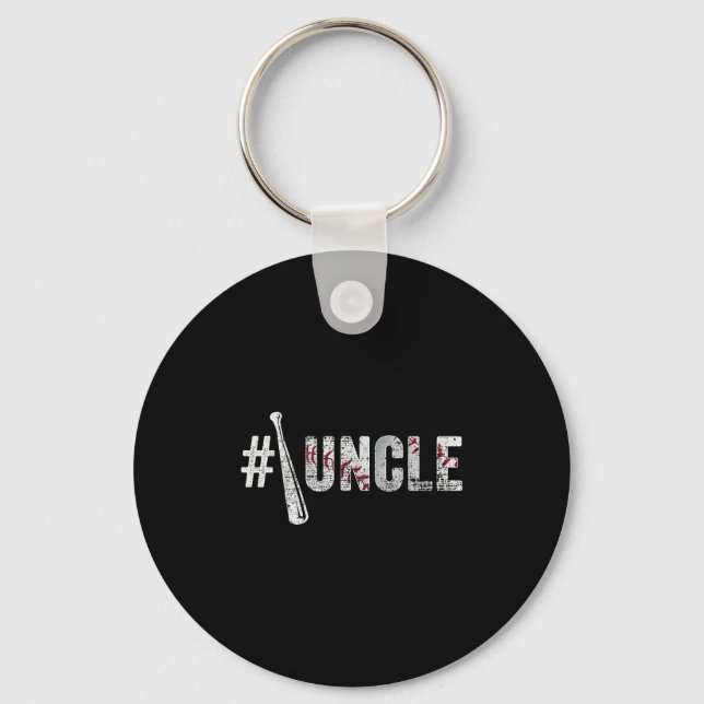 Number One Baseball Uncle Fathers Day Funny Baseba Keychain (Front)