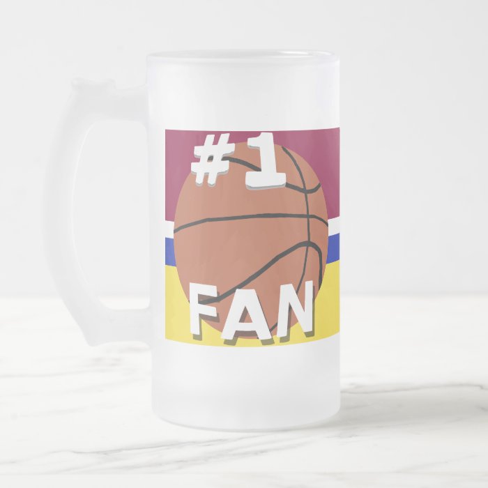 Number One Basketball Fan Frosted Mug Merlot Gold