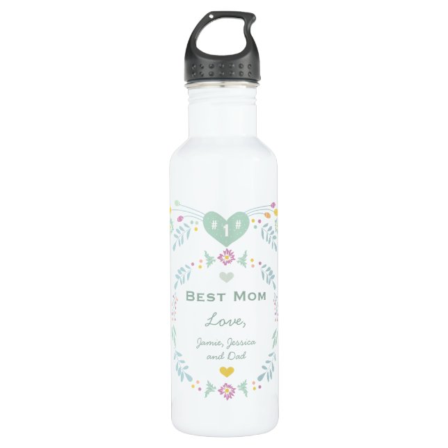 Number One Best Mother Personalized Water Bottle (Front)