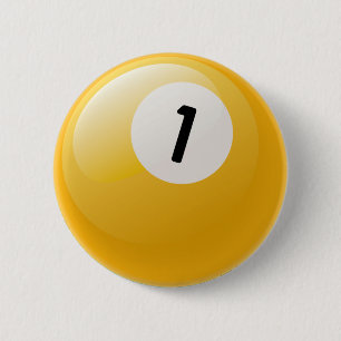 NUMBER ONE BILLIARDS BALL PINBACK BUTTON