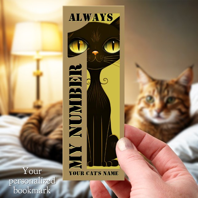 Number One Black Cat or Photo  Bookmarks (Bookmark featuring your own cat photo in a number One - a great bold design for a crazy cat lady)