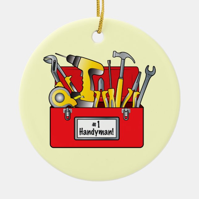 Number One Boss with Tool Box Ceramic Ornament (Front)