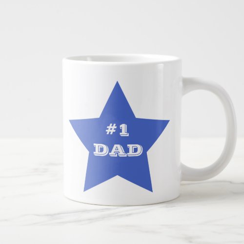 Number One Dad 1 Blue Star Jumbo Mug