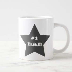 Number One Dad, #1 Grey Star Giant Coffee Mug