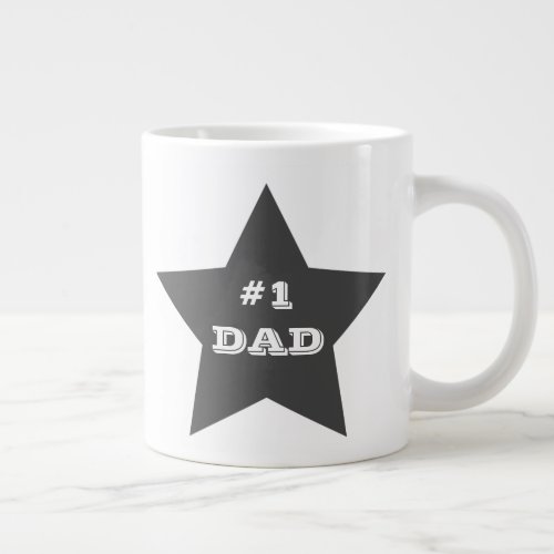 Number One Dad 1 Grey Star Giant Coffee Mug