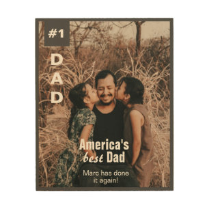 Number One Dad Add Photo Fun Magazine Cover Wood Wall Art