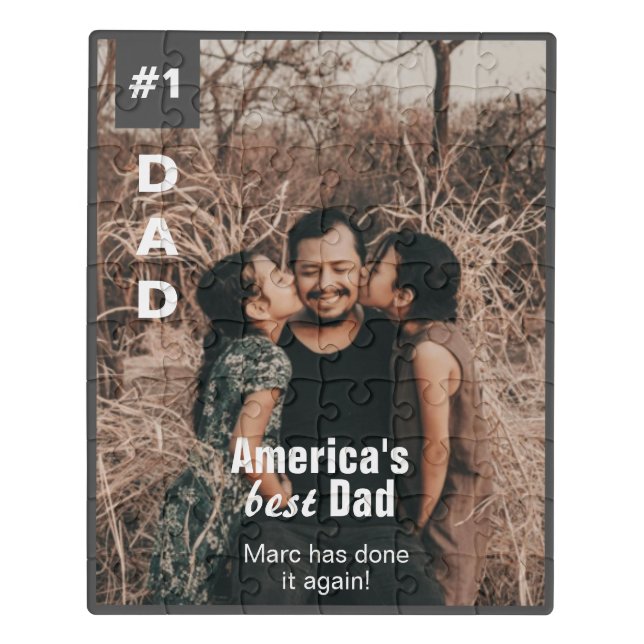 Number One Dad Add Photo Puzzle Fun Magazine Cover (Puzzle Vertical)