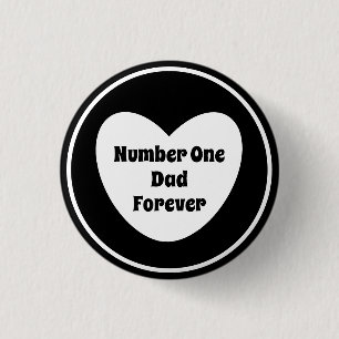 Number One Dad Black and White Modern Heart  Button