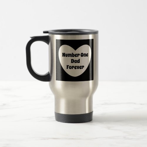 Number One Dad Black and White Modern Heart Travel Travel Mug