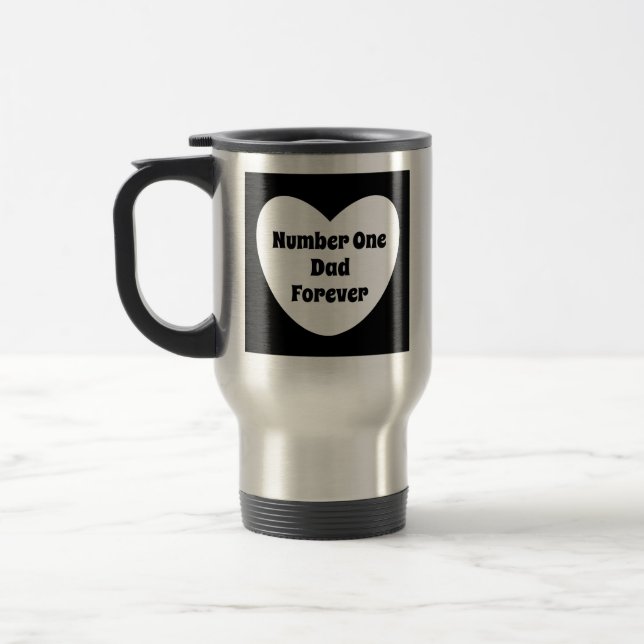 Number One Dad Black and White Modern Heart Travel Travel Mug (Left)