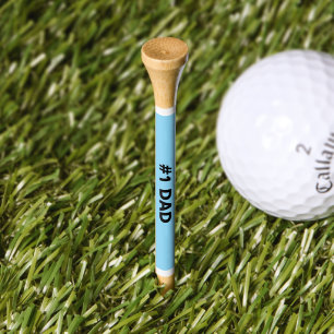 Number One Dad Blue Black Name Golf Tees