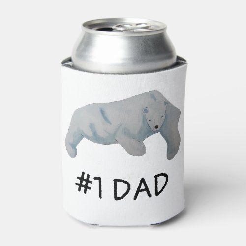 Number One Dad Fathers Day Polar Bear Can Cooler