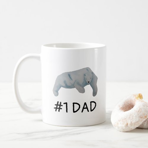 Number One Dad Fathers Day Polar Bear Coffee Mug