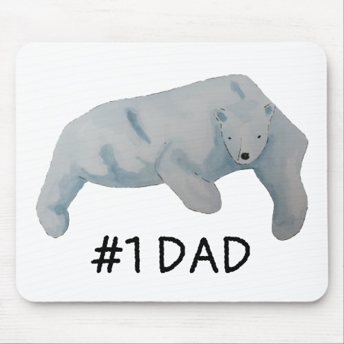 Number One Dad Fathers Day Polar Bear Mouse Pad