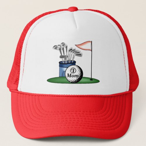 Number one DadMomSon Personalized Golf Trucker Hat