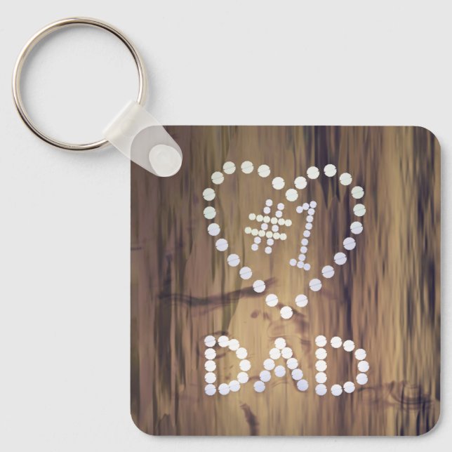 Number One Dad on Wood-look Background Keychain (Front)