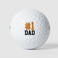 Number One Dad Orange and Black Father's Day Golf Balls