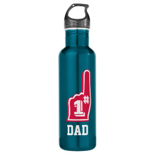 Number One Dad Sports Fan Fathers Day Stainless Steel Water Bottle