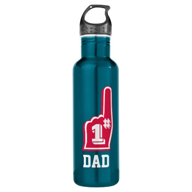 Number One Dad Sports Fan Fathers Day Stainless Steel Water Bottle (Front)