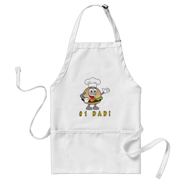 Number One Dad with Cheeseburger Adult Apron (Front)