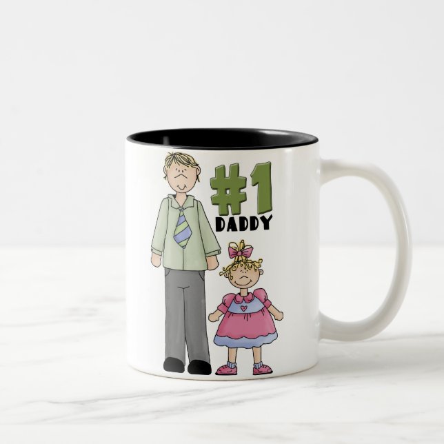 Number One Daddy Blond Girl  Two-Tone Coffee Mug (Right)
