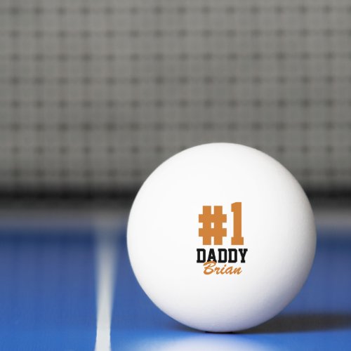 Number One Daddy Orange Monogrammed Fathers Day Ping Pong Ball