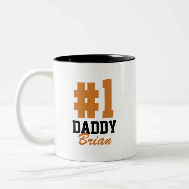 Number One Daddy Personalized Name Father's Day Two-Tone Coffee Mug (Left)