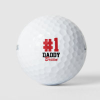 Number One Daddy Red Monogrammed Father's Day Golf Balls