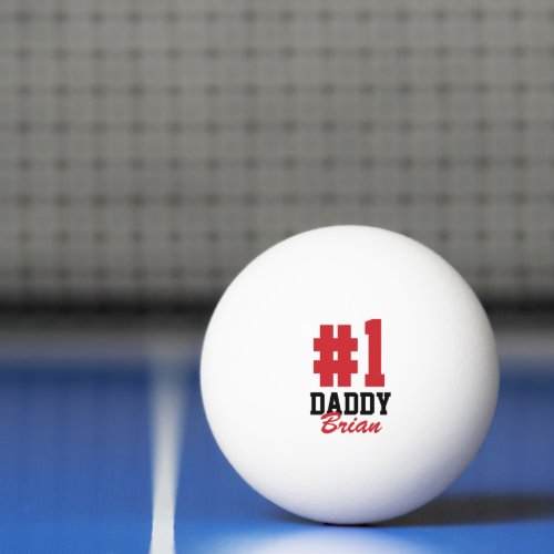 Number One Daddy Red Monogrammed Fathers Day Ping_Pong Ball