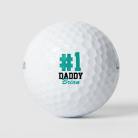 Number One Daddy Teal Monogrammed Father's Day Golf Balls