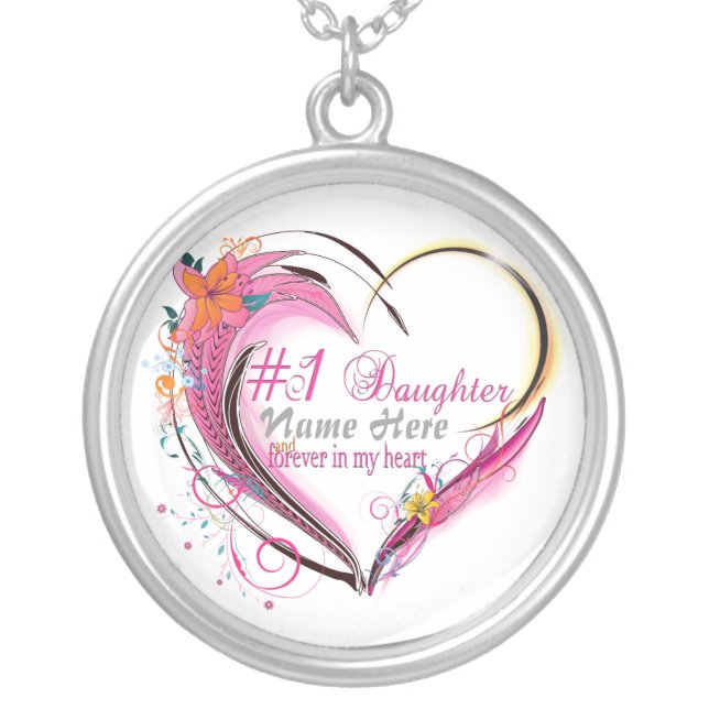 Number One Daughter Heart  Necklace (Front)