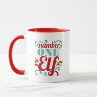 Number one elf Christmas word art mug