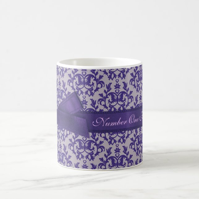 Number One Fashion Mom damask purple grey mug (Center)