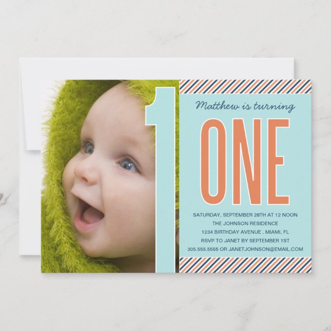 NUMBER ONE | FIRST BIRTHDAY INVITATION (Front)