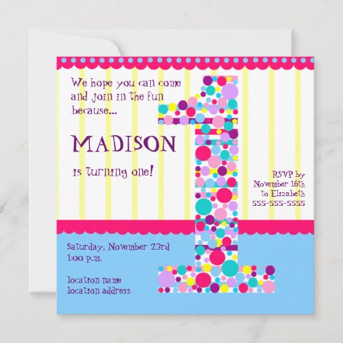 Number One, First Birthday Party Invitation