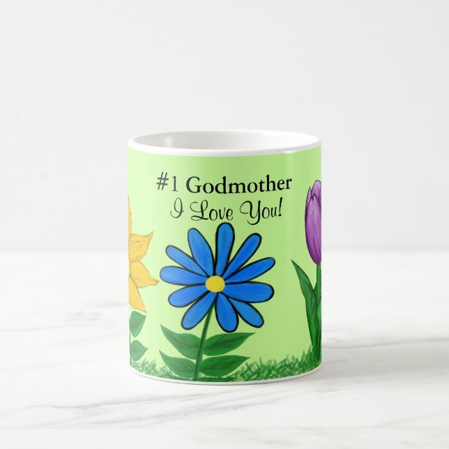 Number One Godmother Floral Personalized Mugs (Center)