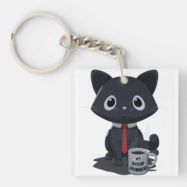 Number One Good Jobber Cat Keychain (Front)