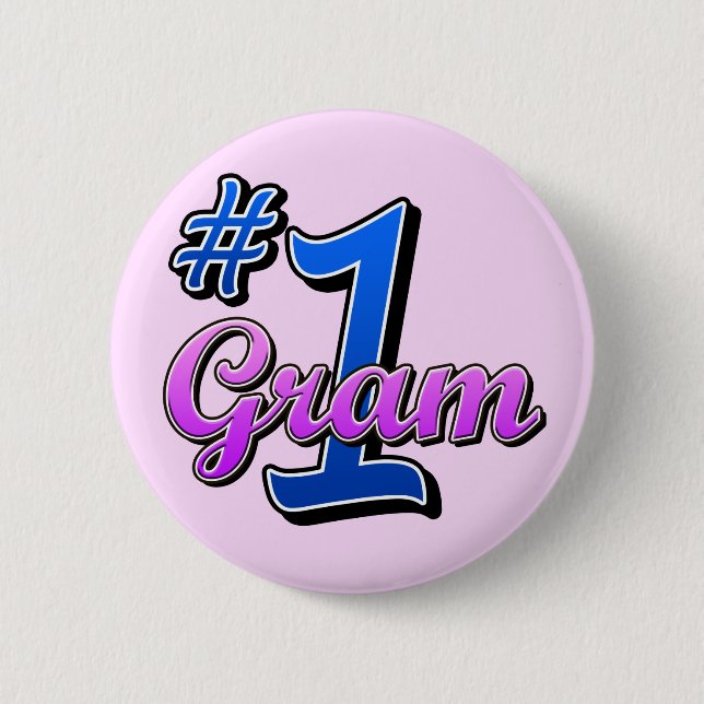 Number One Gram Pinback Button (Front)