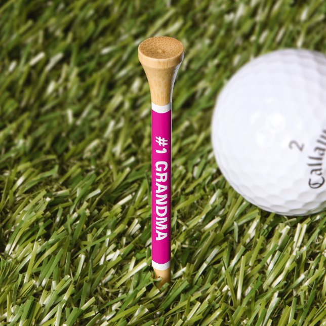 Number One Grandma Hot Pink Name Golf Tees (Grass)