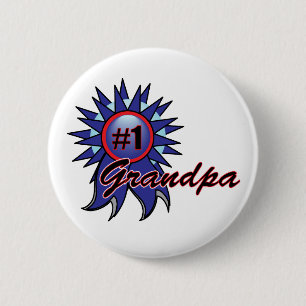 Number One Grandpa #1 Blue Award Button