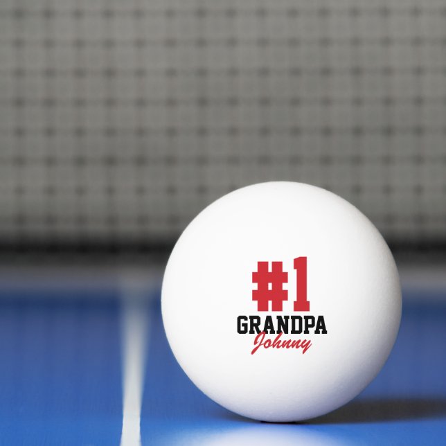 Number One Grandpa Red Monogrammed Father's Day Ping-Pong Ball (Net)