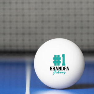 Number One Grandpa Teal Monogrammed Father's Day Ping-Pong Ball